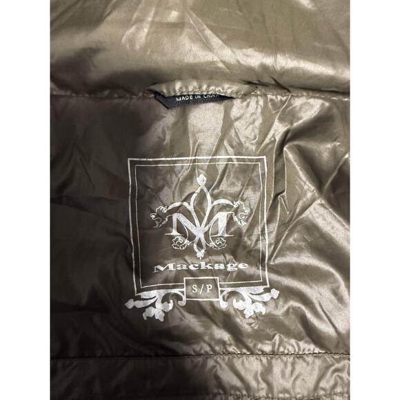 Mackage Jacket Womens Small Olive Hooded Full Zip Windbreaker Leather Trim - Picture 8 of 11